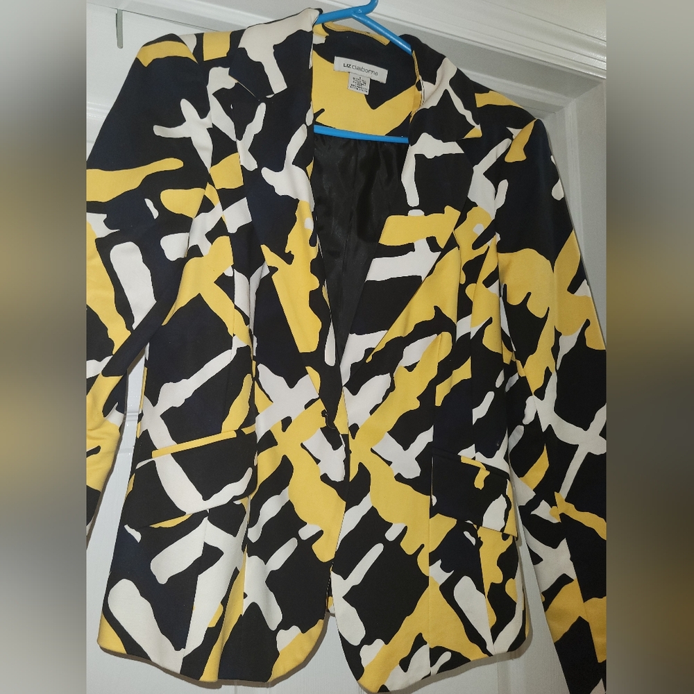 Beautiful Liz Claiborne Black and Yellow Blazer